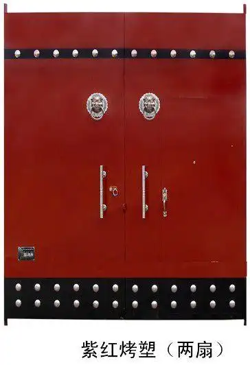 供应农村大铁门山东厂家批发红仿木门图片