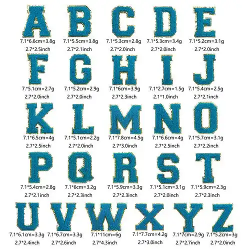 26个英文字母毛巾绣 字母刺绣布贴服装辅料patches电脑绣花名字贴