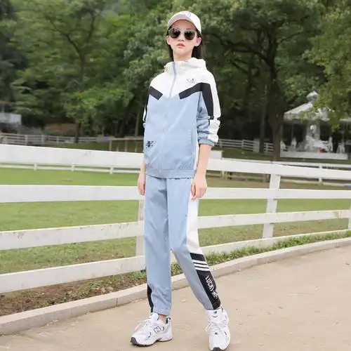 艳如飞初中生女孩学生春装外套中学生时尚运动服休闲运动套装春高中生