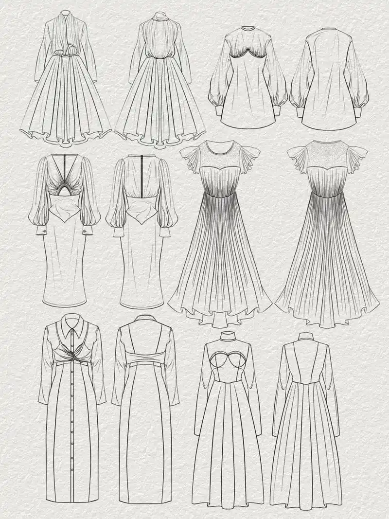 服装设计 | 手绘 | 连衣裙的画法(1) 工具:ipad77pencil 软件