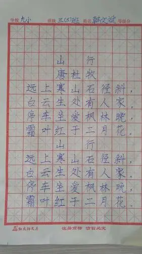 辞旧迎新年 墨香满校园——林州市市直第九小学三年级庆元旦硬笔书法