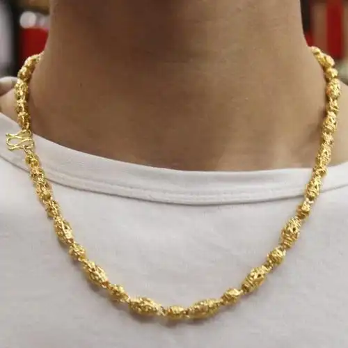 假黄金项链男款黄铜镀金越南沙金色欧币霸气时尚r仿真首饰品不掉