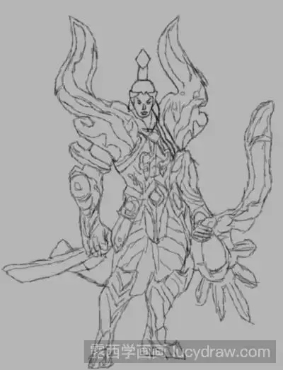 王者荣耀英雄画法四教你画后羿