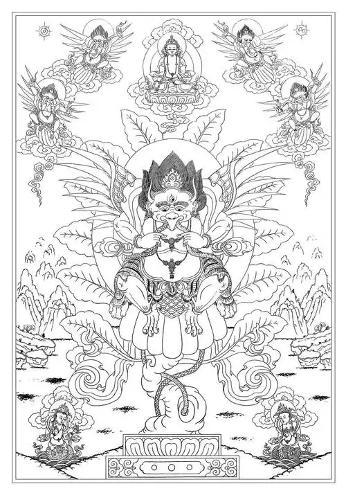 传统东巴画东巴卷轴画