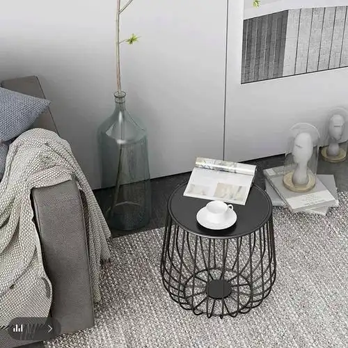 北欧小户型客厅卧室茶几组合小圆桌边几创意网红铁艺储物南瓜茶几