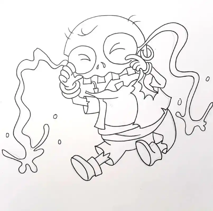 被植物欺负的小鬼僵尸怎么画,超简单.#一起学画画 #植物大战 - 抖音