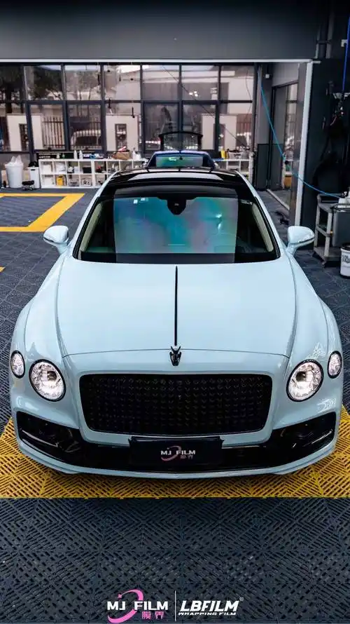 宾利飞驰lb改色膜原厂漆冰川蓝,夏日清新色调_搜狐