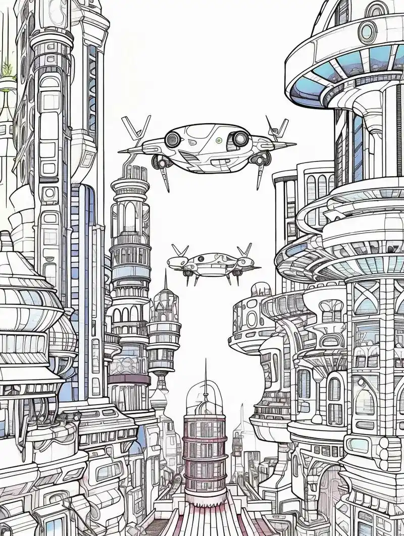 未来城市科幻画素材.#画画 #科幻画 #科幻绘画作品大全 - 抖音