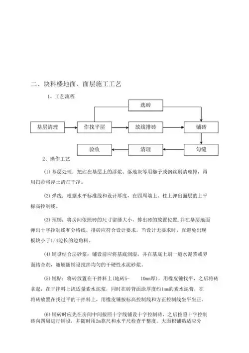 二块料楼地面面层施工工艺
