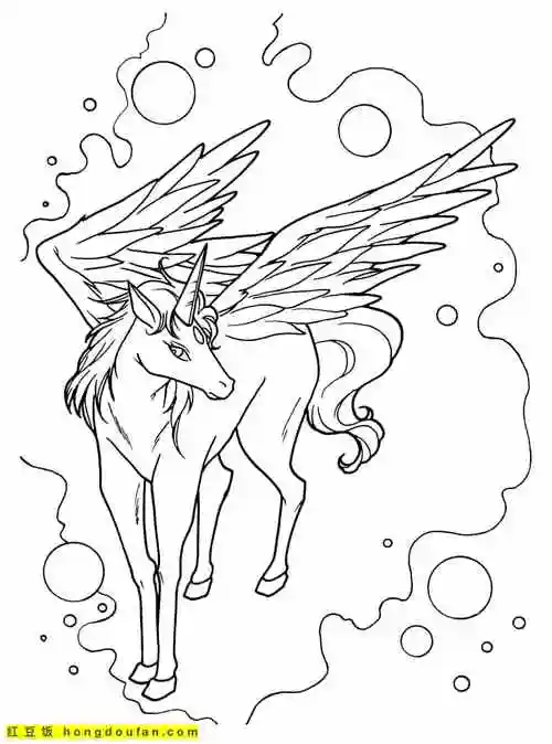 11张成人和孩子们都喜欢的独角兽卡通冒险涂色图片-红豆饭小学生简笔