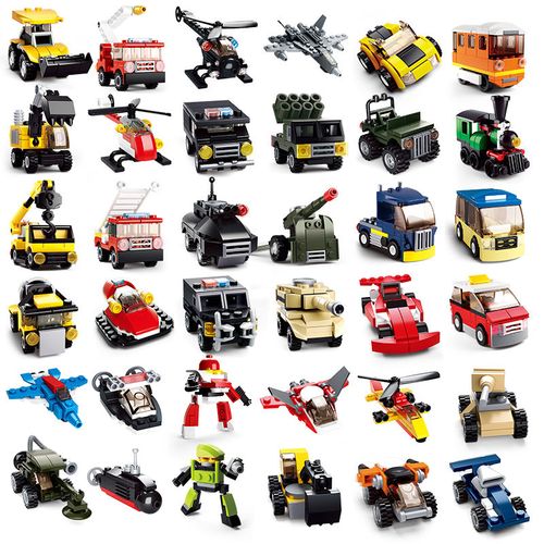 兼容乐高创意变形汽车机器人积木简单7拼装军事警察工程男孩玩具6