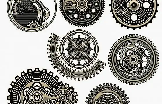 手绘线条蒸汽朋克风格齿轮心脏png图片免抠矢量素材
