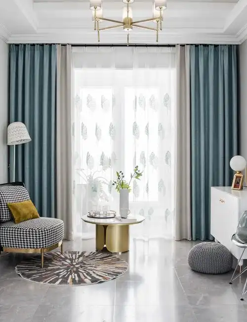 恒源祥家纺拼色窗帘遮光2021年新款卧室客厅现代简约轻奢全棉麻成品