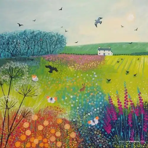 乡村田园自然风景水彩画欣赏