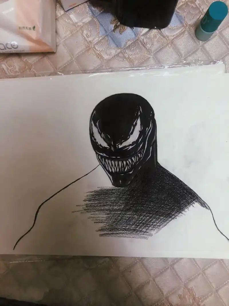 素描 #手绘 #毒液#日常瞎画 - 抖音