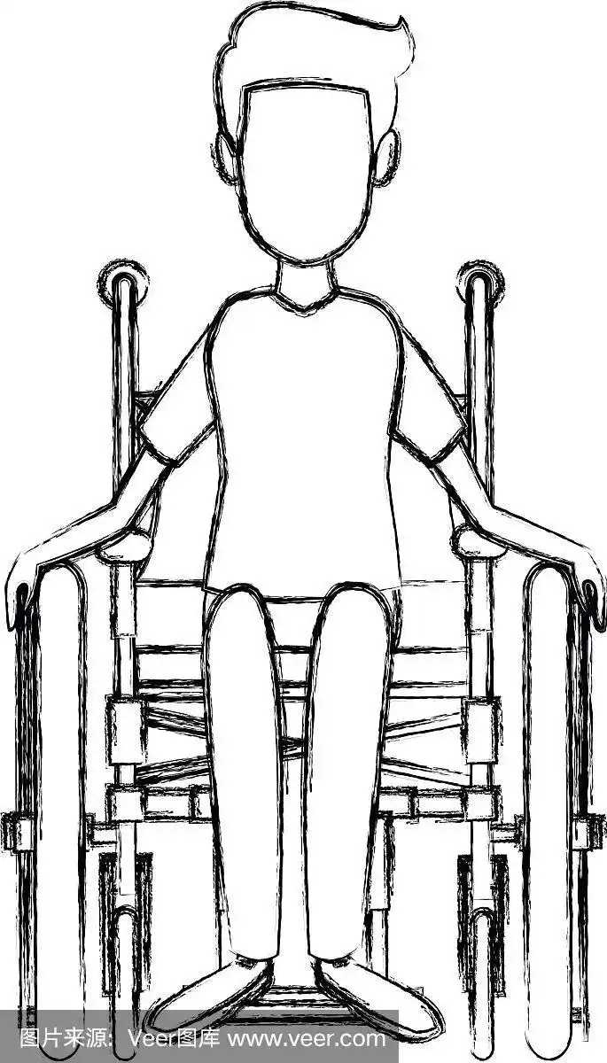 男人在轮椅上照顾残疾病人的健康