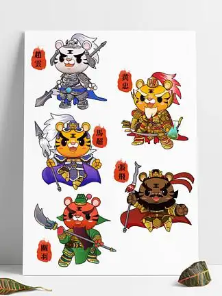 142022虎年卡通q版五虎上将关羽ip形象71420五虎上将虎年形象1关羽