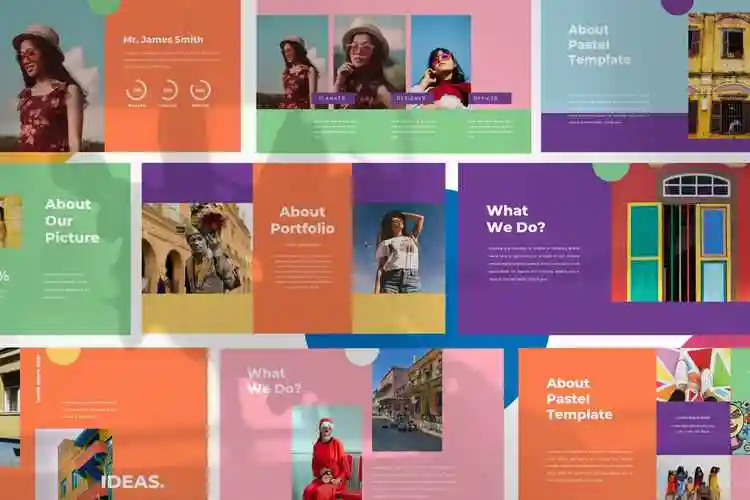 潮流撞色女士服装摄影ppt设计模板monsta–powerpointtemplate