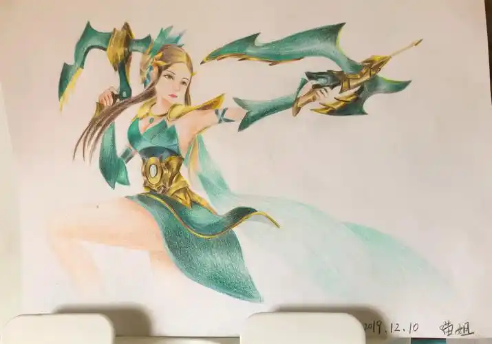 彩铅画王者荣耀虞姬