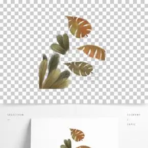 枯叶黄叶树叶黄色蓝白色系冬季雪景两棵光秃秃的树剪贴画多分支光秃秃