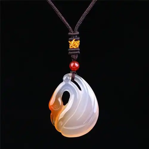 天然俏色精雕玉雕小天鹅吊坠玛瑙如意毛衣挂件玉坠项链男女款饰品