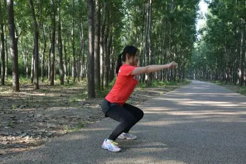 11,稳若泰山(深蹲):两腿马步蹲下,两臂伸直,站立后重复该动作30次
