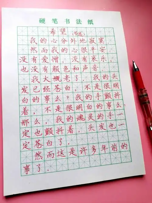 硬笔书法练习no130散文希望节选