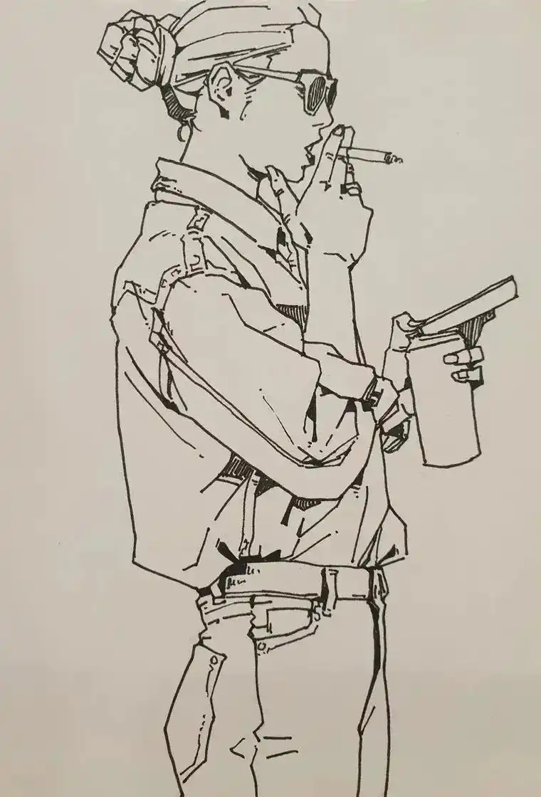 线条干净利落的人物速写 seonhyeok jeon #速写 - 抖音