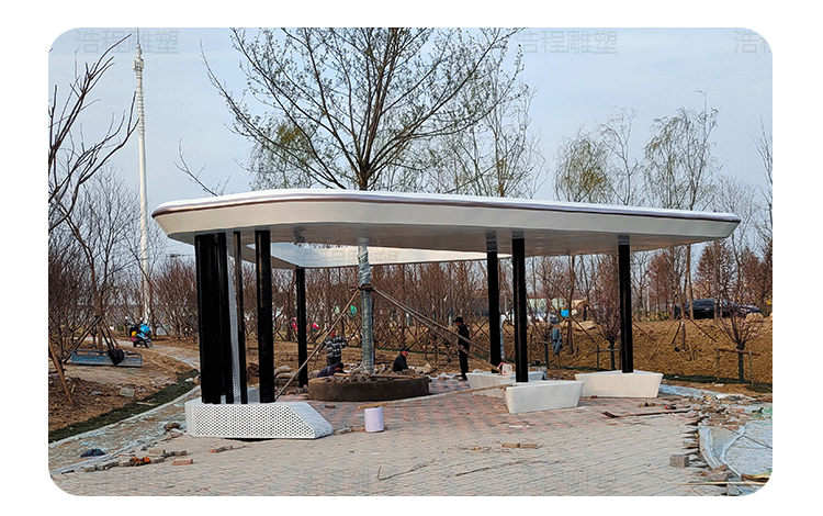 户外雕塑小区公园景观亭厂家供应钢架结构休息凉亭不锈钢景观廊架