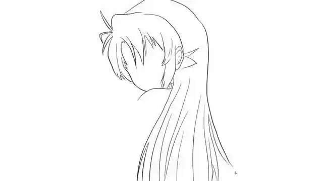 回头开心一笑的女孩动漫简笔画