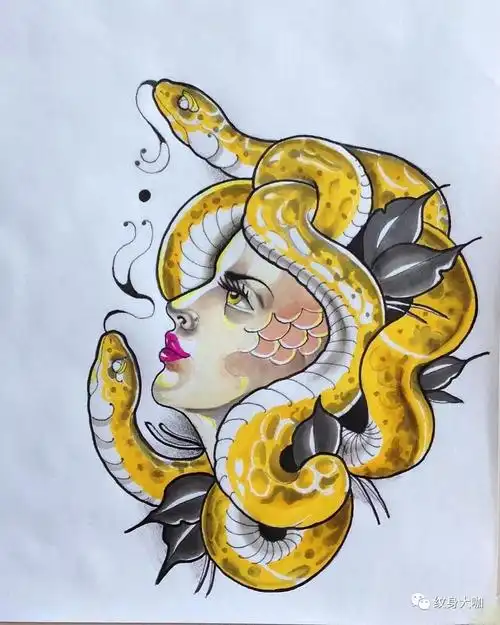 纹身手稿素材第487期美杜莎