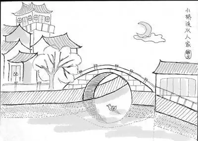 夜幕中的人简笔画