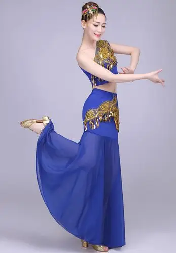 女装 傣族舞蹈服装演出服2017新款云南孔雀舞民族风表演服鱼尾裙成人