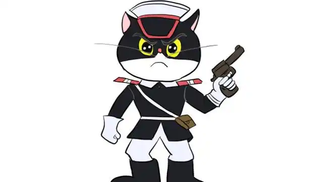 简单帅气的黑猫警长儿童卡通简笔画