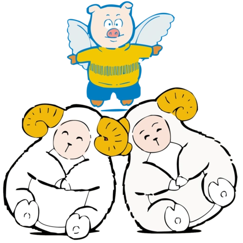 卡通绵羊与会飞的猪