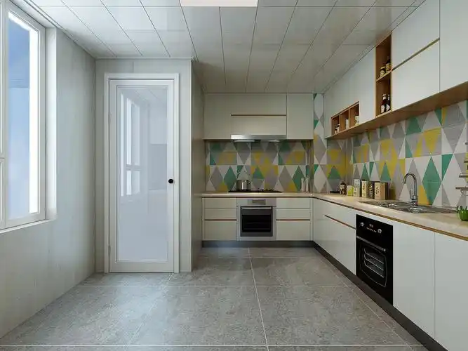 大户型欧式厨房装修实景图片欣赏-126平米北欧风格l型厨房设计装修