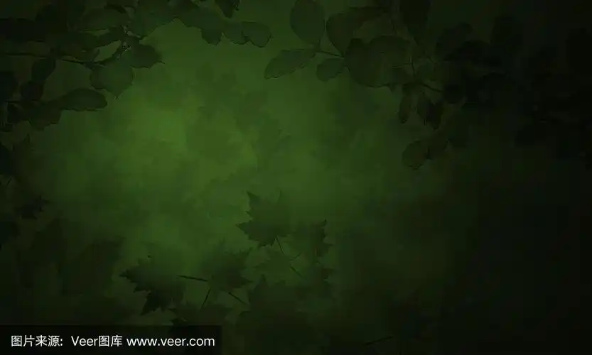 叶子在墨绿色的小插图背景与复制空间