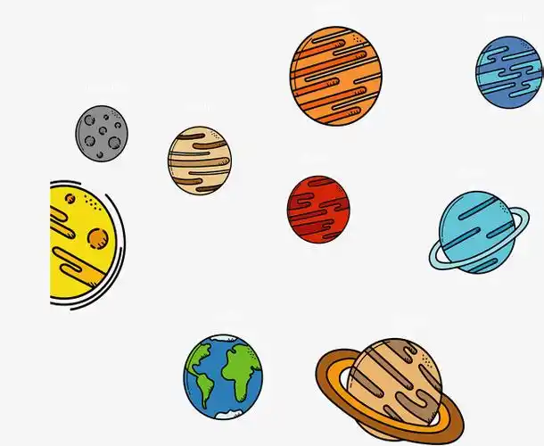 矢量png卡通宇宙银河九大行星