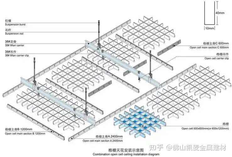 5系铝镁合金格栅吊顶尺寸