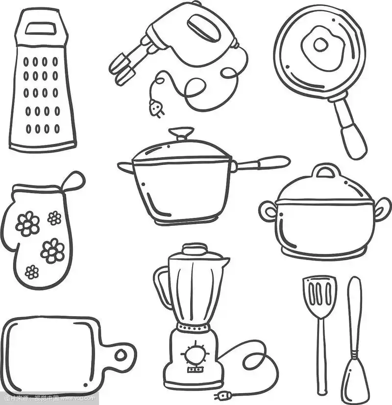厨房用具,涂鸦风格