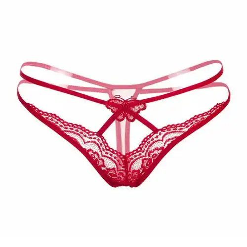 待婉 丁字裤 一根线女人透明内裤低腰丁子裤性感t裤女透明蕾丝低腰