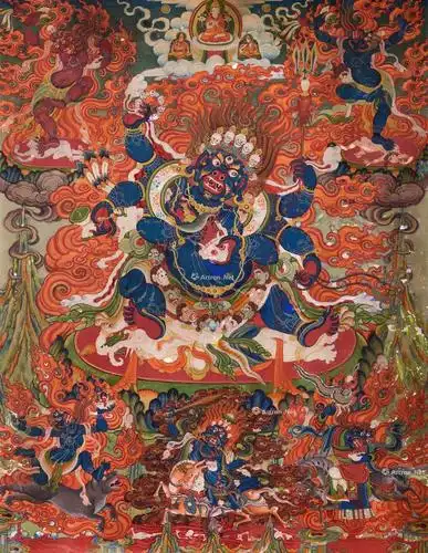 *2525 18世纪 六臂大黑天唐卡