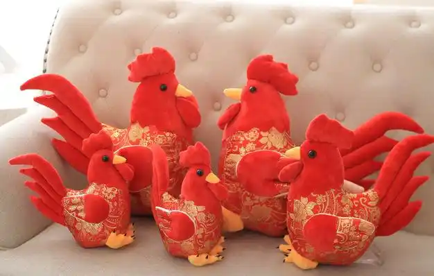 鸡年吉祥物大公鸡毛绒玩具生肖鸡公仔布娃娃玩偶年会礼品