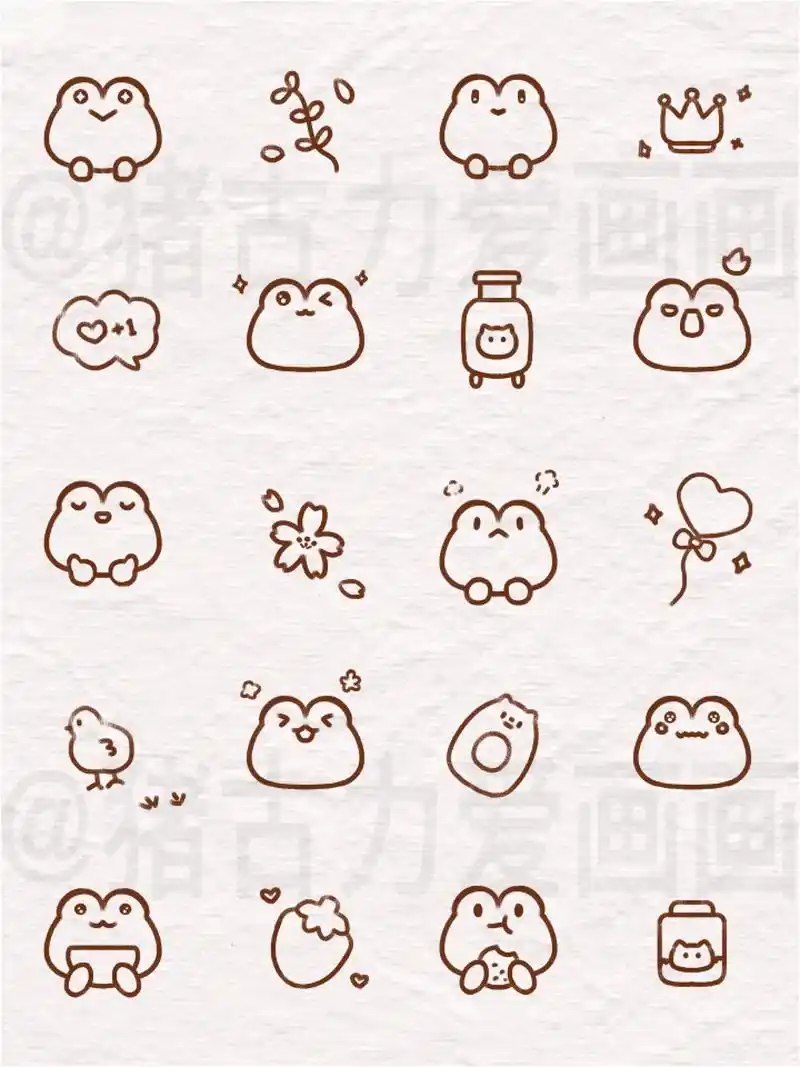 简笔画|可爱表情包小元素贴纸第四弹.小可爱又来咯今天是新成