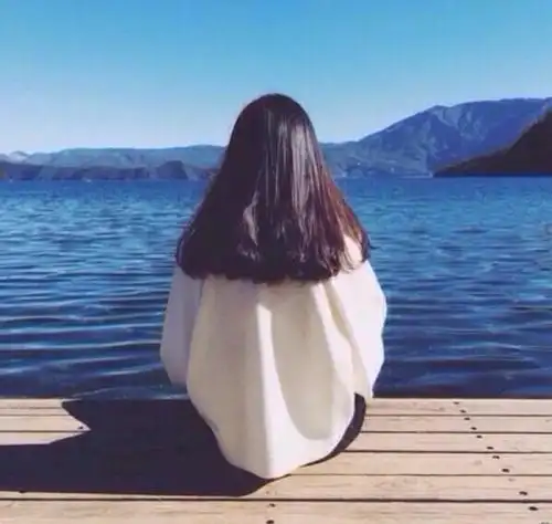 蓝色系女生头像背影长发图片大全