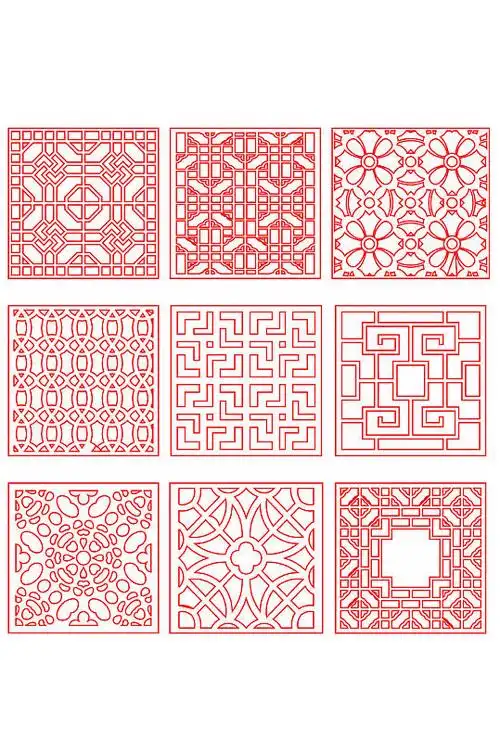 仿古标题边框花纹元素古典花纹镂空雕花高清花框边框花边中式纹路方形