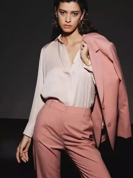 senceland三石一澜女装品牌2020春夏v领白色长袖上衣