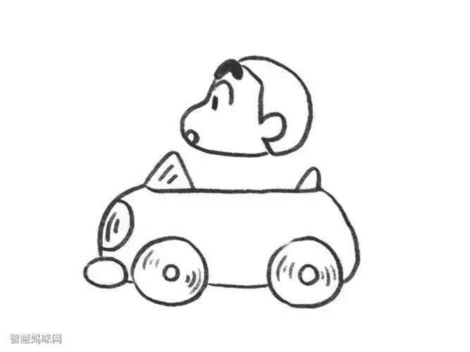 蜡笔小新开车简笔画画法步骤
