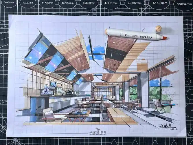 咖啡厅设计手绘表达➡