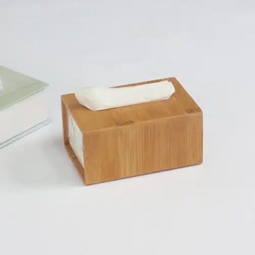 竹制小纸巾盒 简约家用餐巾小抽纸盒客厅家居收纳车用 批发定制